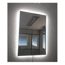 Espelho Lapidado Bisotê Iluminado com Led Frio com Suporte na Vertical - 50x100cm - 2 Espelho Lapidado Bisotê Iluminado com Led Frio com Suporte na Vertical - 50x100cm - 2