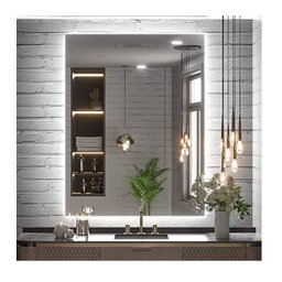 Espelho Lapidado Bisotê Iluminado com Led Frio com Suporte na Vertical - 50x100cm - 3 Espelho Lapidado Bisotê Iluminado com Led Frio com Suporte na Vertical - 50x100cm - 3