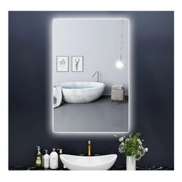 Espelho Lapidado Bisotê Iluminado com Led Frio com Suporte na Vertical - 50x100cm - 1 Espelho Lapidado Bisotê Iluminado com Led Frio com Suporte na Vertical - 50x100cm - 1