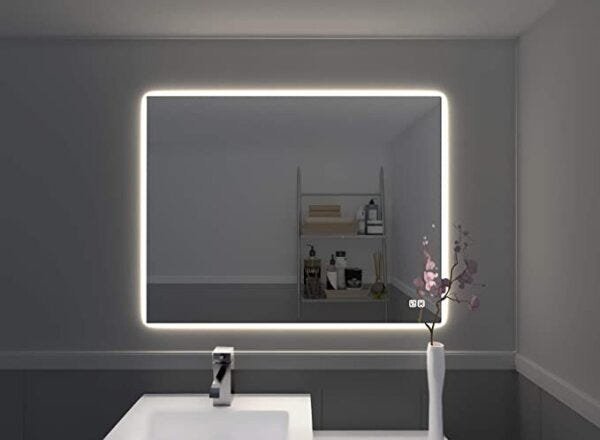 Espelho lapidado bisotê Iluminado com LED Frio - 50x100cm - 4
