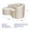 Ver imagem 3 de Recamier Curvo Orgânico 150cm 2 Lugares Lado Esquerdo para Sala de Estar Linho Londres