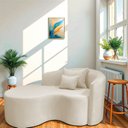 Ver imagem 1 de Recamier Curvo Orgânico 150cm 2 Lugares Lado Esquerdo para Sala de Estar Linho Londres