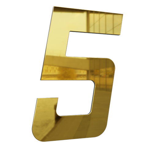 Número 130mm Garbo Font - Ouro Espelhado - Metalmidia 5