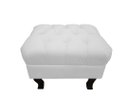 Ver imagem 3 de Kit Poltrona Decorativa Julia + Puff Luis Xv Couro Branco Pés Madeira Ms Decor