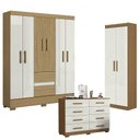 Ver imagem 1 de Guarda Roupa Casal Coimbra 2005138 com Armário Multiuso New 2000191 e Cômoda 2014148 Atacama Off Whi