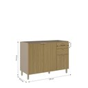 Ver imagem 3 de Balcão Pia 120cm com 3 Portas e 2 Gavetas Clara Yescasa Cinza/Avela/Canary