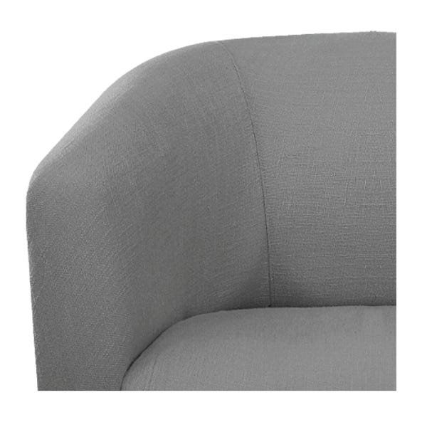 kit 03 Poltronas Luiza Base Giratória de Metal Couro Ecológico Nozes e Linho Cinza - ADJ Decor - 6