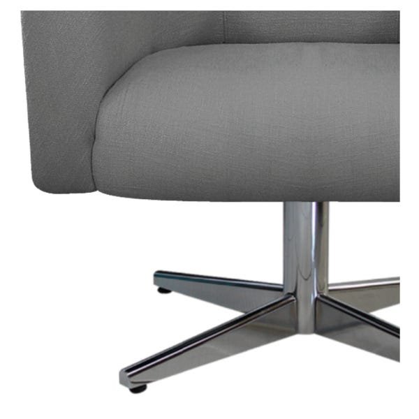 kit 03 Poltronas Luiza Base Giratória de Metal Couro Ecológico Nozes e Linho Cinza - ADJ Decor - 7