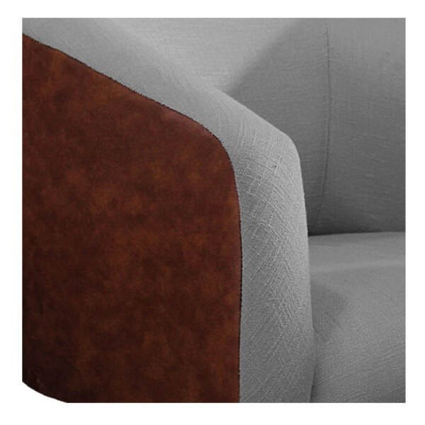 kit 03 Poltronas Luiza Base Giratória de Metal Couro Ecológico Nozes e Linho Cinza - ADJ Decor - 8