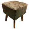 Puff Banqueta Veludo Quadrado Pés Madeira Decorativo Marrom - 1