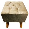 Puff Banqueta Veludo Quadrado Pés Madeira Decorativo Marrom - 2