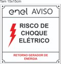 Ver imagem 2 de Placa Enel Aviso Risco De Choque Elétrico 15x15 Alumínio - 10Un