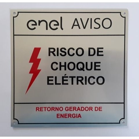 Placa Enel Aviso Risco De Choque Elétrico 15x15 Alumínio - 10Un
