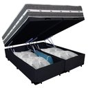 Ver imagem 5 de Cama Box Baú Casal Bipartido Suede + Colchão Anjos Black Graphite Molas Ensacadas 138x188x64cm Preto