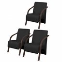 Ver imagem 1 de Kit3 Poltronas Vênus 1 Lugar Pé Madeira Dsalla Courino Preto