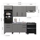 Ver imagem 4 de Cozinha Modulada Compacta 4 Peças 270cm 10 Portas 2 Gavetas sem Tampo Mônaco Cinza Chumbo/Titânio