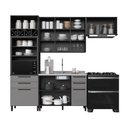 Ver imagem 2 de Cozinha Modulada Compacta 4 Peças 270cm 10 Portas 2 Gavetas sem Tampo Mônaco Cinza Chumbo/Titânio