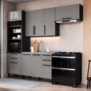 Ver imagem 1 de Cozinha Modulada Compacta 4 Peças 270cm 10 Portas 2 Gavetas sem Tampo Mônaco Cinza Chumbo/Titânio