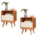 Ver imagem 1 de Kit 2 Mesas de Cabeceira com Gaveta Channel Nature com Off White - Fabrimoveis