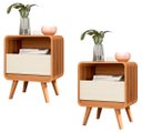 Ver imagem 1 de Kit 2 Mesas de Cabeceira com Gaveta Channel Nature com Off White - Fabrimoveis