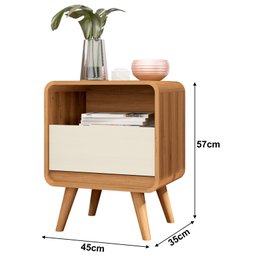 Kit 2 Mesas de Cabeceira com Gaveta Channel Nature com Off White - Fabrimoveis - 5