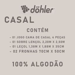 Jogo de Cama Casal Dohler 200 Fios 4 Peças Estampa Digital Melissa - 5
