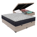 Ver imagem 1 de Cama Box Baú Bipartido Queen Bege e Colchão Airtech 150 D45 Ortobom