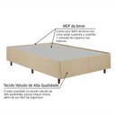 Ver mais imagens de Kit Cama Box Casal + Cabeceira Estofada em Madeira Maciça Curva Provençal com Capitonê Bege/Veludo