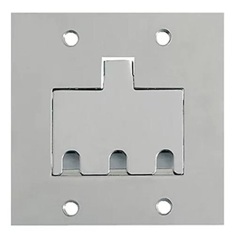 Espelho Placa para Piso Aluminio 4x4 para 3 Rj Unha Prateado