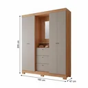 Ver imagem 3 de Guarda Roupa Solteiro com Espelho e Capelinha 4 Portas 3 Gavetas 205cm Sonata Yescasa Freijó/Cinza Gris