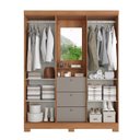 Ver imagem 4 de Guarda Roupa Solteiro com Espelho e Capelinha 4 Portas 3 Gavetas 205cm Sonata Yescasa Freijó/Cinza Gris