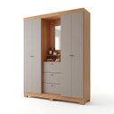 Ver imagem 2 de Guarda Roupa Solteiro com Espelho e Capelinha 4 Portas 3 Gavetas 205cm Sonata Yescasa Freijó/Cinza Gris