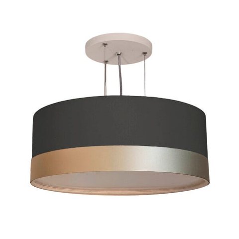 Lustre Pendente Cúpula Preto com Detalhe Bronze 40x15