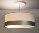 Ver imagem 2 de Lustre Pendente Cúpula Crú com Detalhe Bronze 40x15