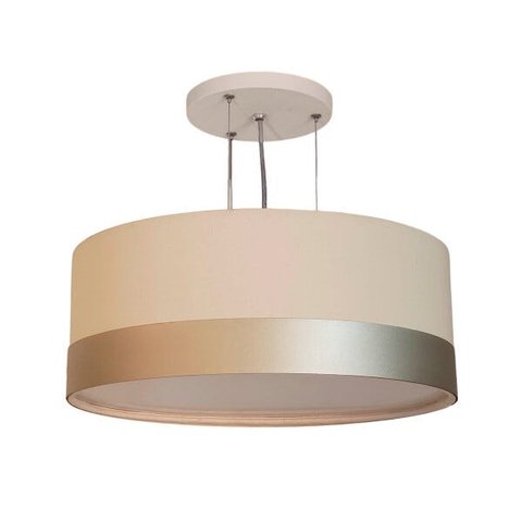 Lustre Pendente Cúpula Crú com Detalhe Bronze 40x15