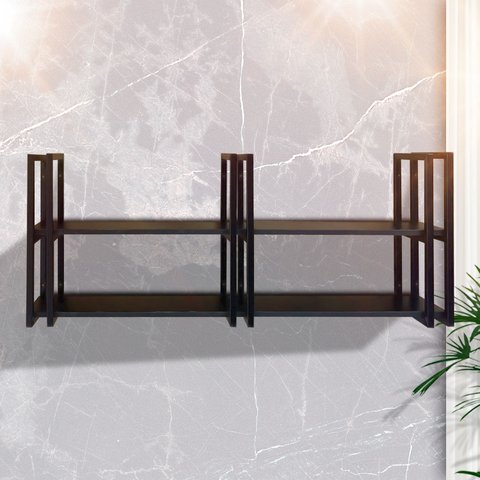 Prateleira Decorativa Elegante Suspensa com Ferro e Mdf P/ Sala Quarto e Escritório Toda Preta