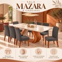 Ver imagem 5 de Conjunto Sala de Jantar 8 Lugares Retangular Tampo em Vidro e MDF Mazara Yescasa Cinza/Mel/Off White