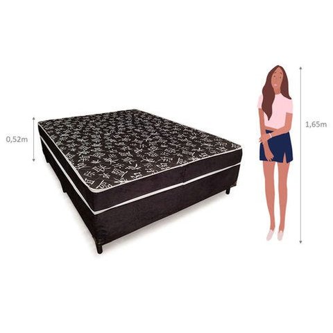 Cama Viúva Conjugado Especial Ortopédico - Suede Preto