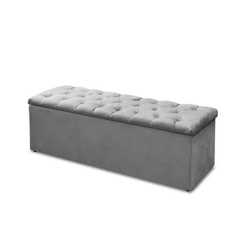 Cabeceira Mais Calçadeira Baú Casal 140cm para Cama Box Sofia Suede Cinza