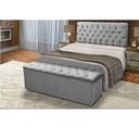 Ver imagem 3 de Cabeceira Mais Calçadeira Baú Casal 140cm para Cama Box Sofia Suede Cinza