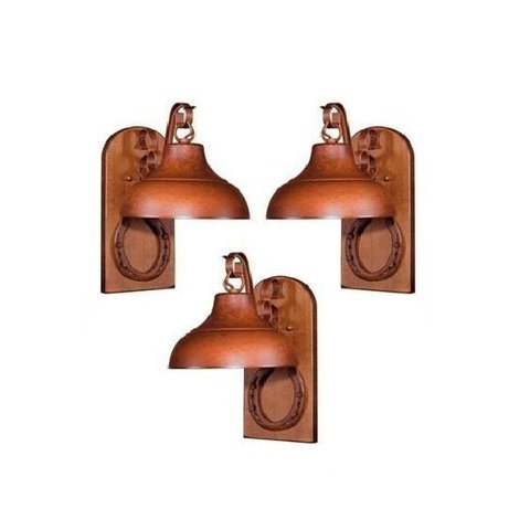 Kit 3 Arandela Rústica Estancia Ferradura Madeira Madelustre - Marrom - 110V/220V (Bivolt)