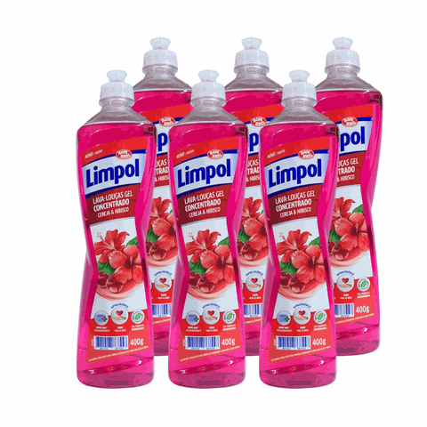 Kit C/ 6 Unds Detergente Limpol Gel Cereja e Hibisco 400g