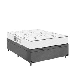 Baú Viúva Suede Cinza + Colchão D33 One Face Branco- E-shop Casa - 5
