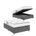 Ver imagem 1 de Baú Viúva Suede Cinza + Colchão D33 One Face Branco- E-shop Casa