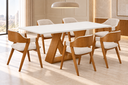 Ver imagem 1 de Sala de Jantar 6 Cadeiras Mesa 2,20x1,10 Europa - Imperial:Linho Cru