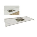 Ver imagem 1 de Pia de Cozinha Mármore Branco 200cm Cuba Gourmet Completo: Branco