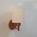 Ver imagem 5 de Kit/2 Arandela Cilíndrica Md-2009 Base Cobre Cúpula em Tecido 14x15cm Linho Bege - Bivolt