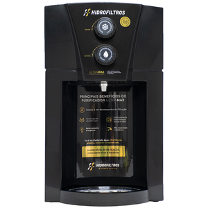 PURIFICADOR ÁGUA ULTRAMAX - ÁGUA ALCALINA E GELADA:Preto/110v