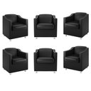 Ver imagem 1 de Kit 6 Poltronas Decorativas Sala Courino Preto