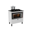 Ver imagem 3 de Balcão de Cozinha P/ Cooktop C/ Tampo Bl3315 C/ 1 Porta e 1 Nicho 75cm Branco/marmore Lunar - Tecno